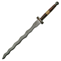Breath Of The Fallen Flamberge Sword | Damascus, Wood
