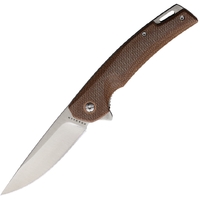 Komoran 038 Linerlock Folding Pocket Knife | Brown Linen Handle KO038