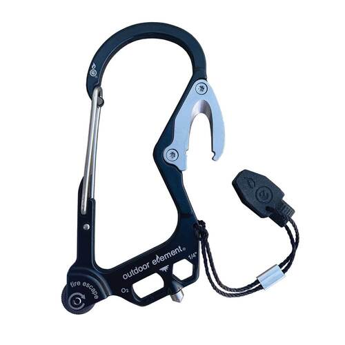 Outdoor Element Fire Escape Carabiner EDC Tool Black ODEFEBK