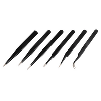 Extac 6 Piece ESD Safe Stainless Steel Tweezer Set